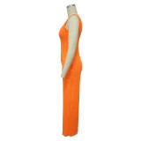 Women’s Fashion Ribbed High-Stretch Cape Top Sleeveless Jumpsuit Set