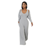 Women’s Fashion Ribbed High-Stretch Cape Top Sleeveless Jumpsuit Set