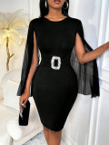 Women’s Elegant Fashion Cape Sleeve Bodycon Dress