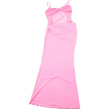 Women’s Spring Sexy Fashion Sheer Lace Strap Long Dress