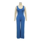 Women’s Fashion Ribbed High-Stretch Cape Top Sleeveless Jumpsuit Set