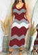 Women’s Fashion Printed V-Neck Sleeveless Slim Long Dress