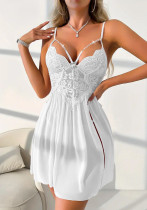 Erotic Lingerie Sexy Strap Lace Patchwork Slit Night Dress