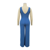 Women’s Fashion Ribbed High-Stretch Cape Top Sleeveless Jumpsuit Set