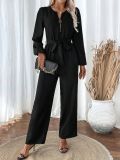 Women’s Casual Fashion Long Sleeve Zipper Belted Jumpsuit
