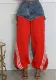 Women’s Streetwear Denim Patchwork Striped Drawstring Pants