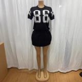 Women’s Casual Summer Knit Short-Sleeve T-shirt Pleated Skirt Two-Piece Set