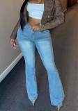 Women’s Summer Casual Wear High-Waist Stretch Flared Denim Pants