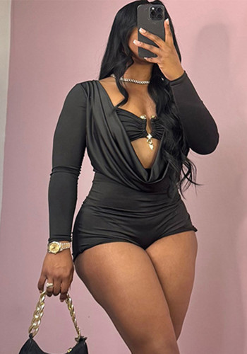 Women’s Streetwear Fashion Deep V-Neck Slim Fit Jumpsuit