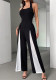 Women’s Sexy Fashion Strap Low-Back Color Block Jumpsuit