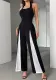 Women’s Sexy Fashion Strap Low-Back Color Block Jumpsuit