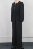 Women’s Casual Fashion Long Sleeve Zipper Belted Jumpsuit