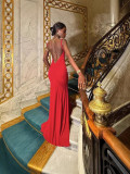 Women Suspender Off Shoulder Sexy Backless Maxi Dress