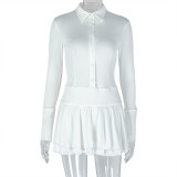 Women Elegant Solid V Neck Long Sleeve Mini Dress
