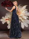 Women V Neck sexy long dress embroidered fishtail Formal Party evening dress