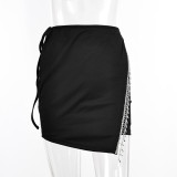 Women sexy rhinestone tassel Bodycon skirt