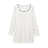 Women’s Formal Fashion Velvet Diamond-Embellished Mini Dress