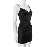 Women’s Sexy Black Lace Patchwork Straps Dress