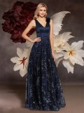 Women V Neck sexy long dress embroidered fishtail Formal Party evening dress