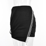 Women sexy rhinestone tassel Bodycon skirt