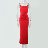 Women Suspender Off Shoulder Sexy Backless Maxi Dress