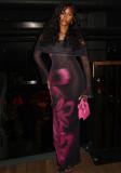 Women Elegant Bodycon Strapless Off Shoulder Raglan Long Sleeve Dress