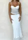 Spring Women Sexy V-Neck Backless Lace Suspender Tank Top and Skirt Two-Piece Set