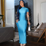 Women Summer Solid Sexy Short Sleeve Slit Bodycon Dress