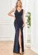 Women knot irregular v-neck sleeveless evening dress