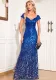 Plus Size Women long sleeve v neck sexy fishtail formal party evening dress