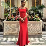 Women Suspender Off Shoulder Sexy Backless Maxi Dress