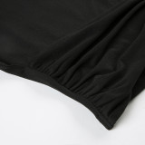 Women American asymmetrical off-shoulder metal button streamer Tank Top
