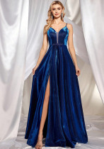 Women sexy v-neck suspender elegant prom evening dress