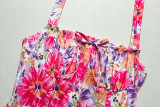 Women Printed Painted Sexy Backless Halter Neck Off Shoulder Dress