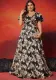 Plus Size Women Tie-Dye Formal Party Long Sleeve Evening Dress
