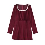 Women’s Formal Fashion Velvet Diamond-Embellished Mini Dress