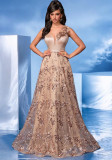 Women V Neck sexy long dress embroidered fishtail Formal Party evening dress