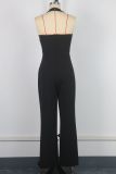 Women’s Sexy Fashion Strap Low-Back Color Block Jumpsuit