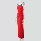 Women Suspender Off Shoulder Sexy Backless Maxi Dress