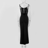 Women Suspender Off Shoulder Sexy Backless Maxi Dress