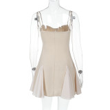 Women summer sexy French patchwork strap dress