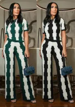 Elegant Printed Wide-Leg Two-Piece Pants Set
