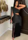 One-Shoulder Asymmetric Tassel Maxi Dress