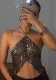 Jewel Patchwork Metallic Tank Top Nightclub Party Wear