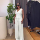 V-Neck Bow Detail Vest Trousers Two-Piece Set