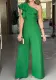 Women Spring and Summer Slash Shoulder Ruffled Jumpsuit