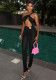Women Sexy Hollow One Shoulder Yoga Jumpsuit