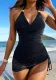 Women mesh patchwork drawstring sexy one-piece swimsuit