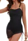 Women mesh patchwork drawstring sexy one-piece swimsuit