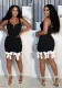Women Metal V-Neck Sexy Suspender Bow Tassel Bodycon Dress